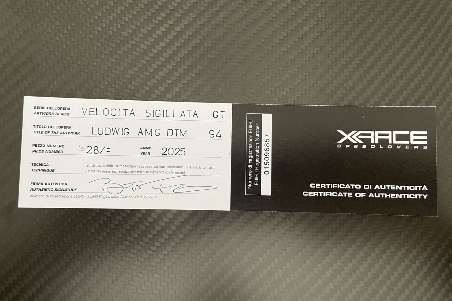 Velocità Sigillata GT Heritage - Mercedes C180 AMG DTM – 1994 (Klaus Ludwig) (028/2025) Scultura automobilistica concettuale | Pezzo unico