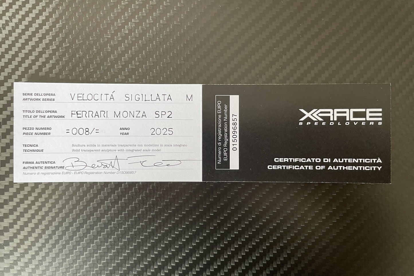 Velocità Sigillata GT Essenza - Ferrari Monza SP2 (008/2025) Scultura automobilistica concettuale | Pezzo unico